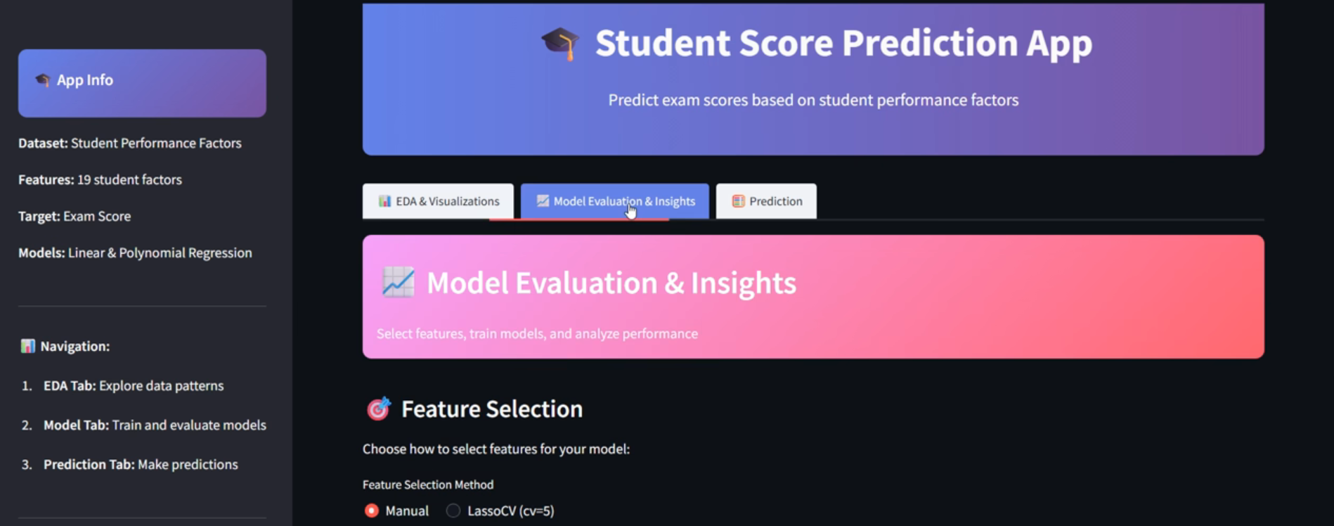 Student Score Prediction app preview